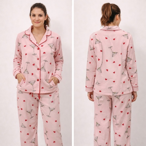 PJ Salvage Other - PJ Salvage NWT Martini Print Cotton 2 Piece Pajama Set Wms SizeS Small & Large